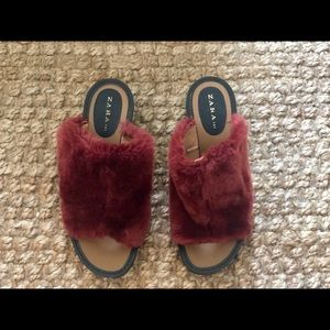 Zara Faux Fur Heeled Mules